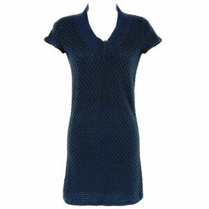 Armani Exchange Black Textured Knit V-Neck Dress Short Sleeve V-Neck Size Small